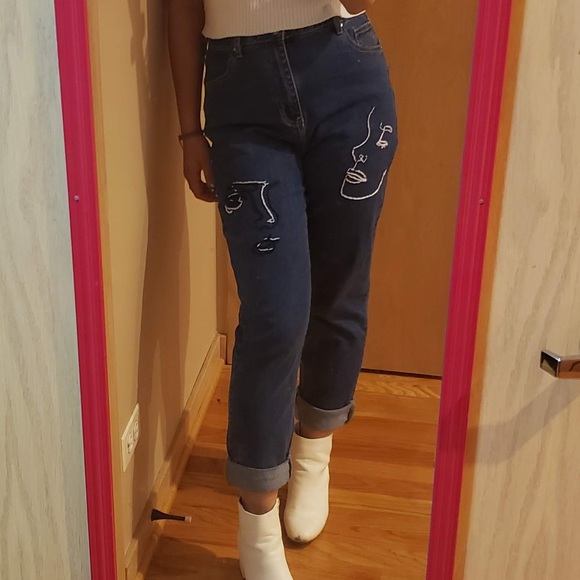 Hand-Embroidered Mom Jeans - Picture 2 of 5